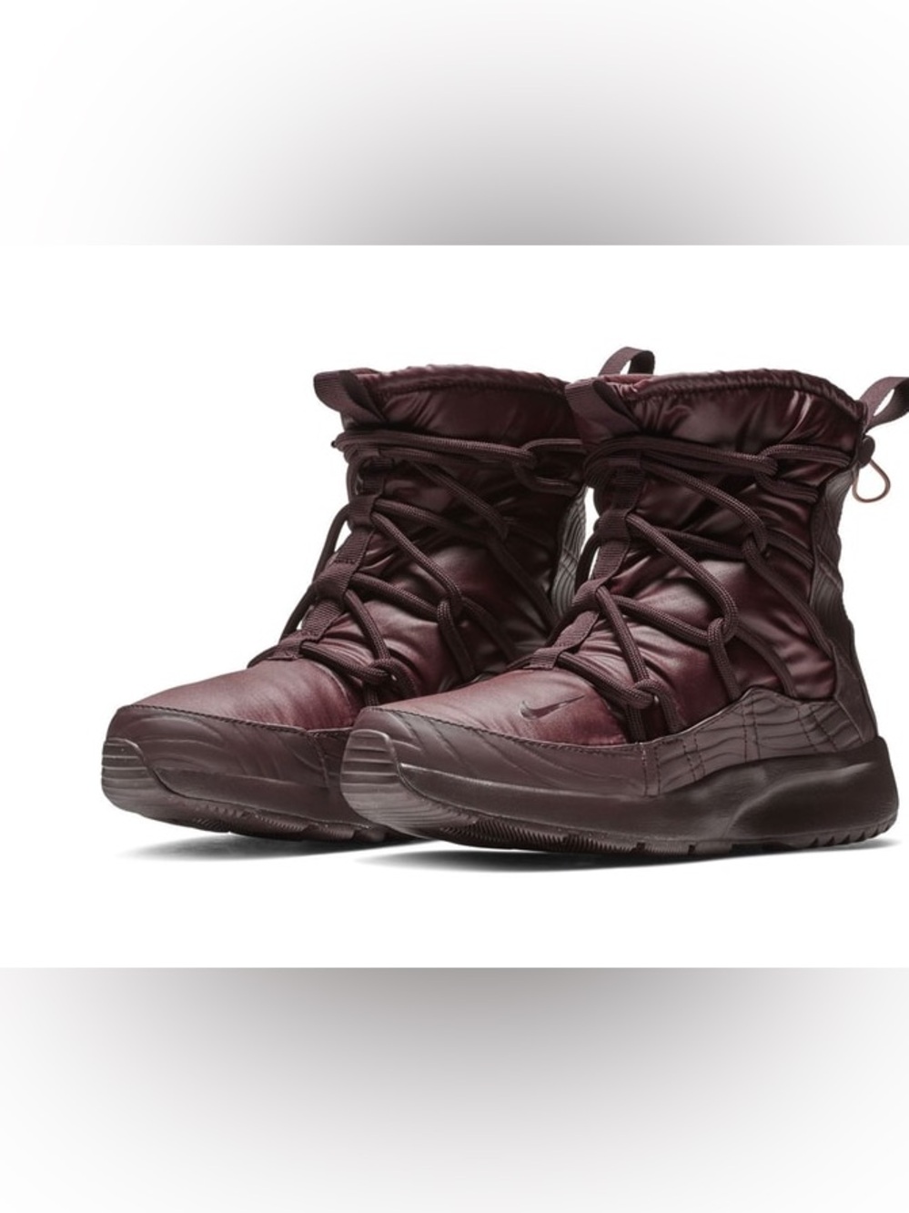 Nike Tanjun High Rise Fleece Lined Boots Burgundy Size 7